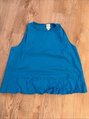 Maeve Bright Blue Sleeveless Ruffle-Hem Blouse